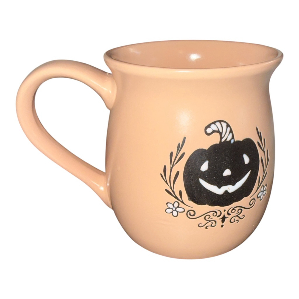 Ceramic Halloween Mug with Pumpkin Design, Orange, 14 oz